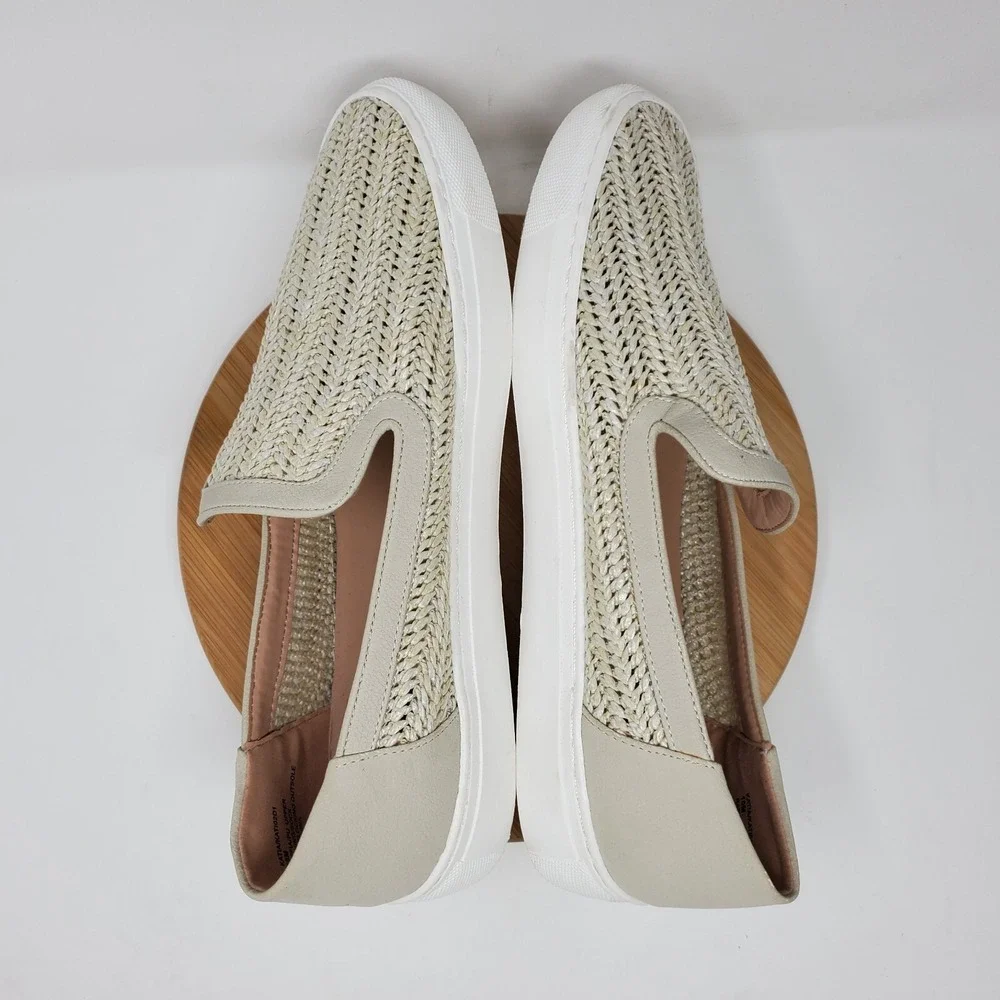 Steven by Steve Madden Katia Womens 10 Sneakers Beige Raffia Slip On Loafer Shoe